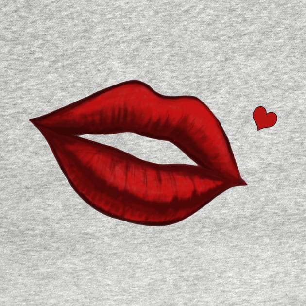 Red Kissing Lips With Heart Shaped Beauty Mark Art by ckandrus